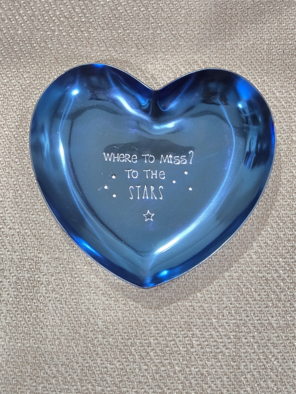 Handmade Stamped Trinket Tray- Metallic Blue